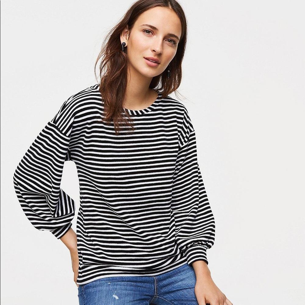 Loft Balloon Sleeve Striped Sweatshirt